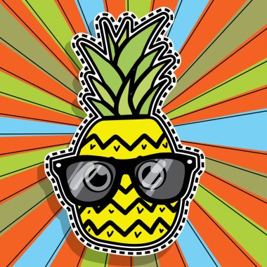 Pop art moda şık ananas çıkartması.