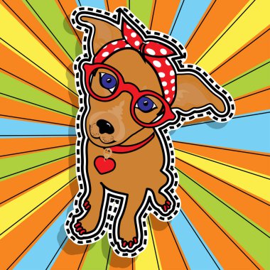 Pop art moda şık Bayan köpek 