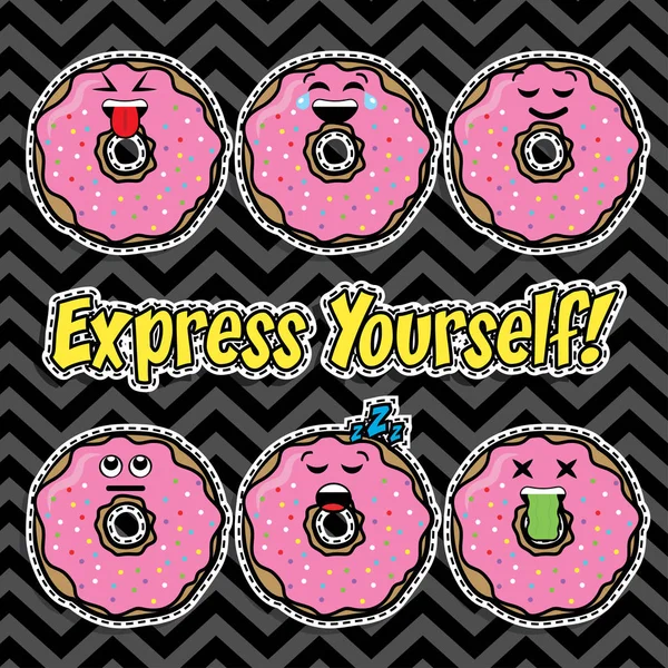 Pop art moda DONUTS — Vettoriale Stock