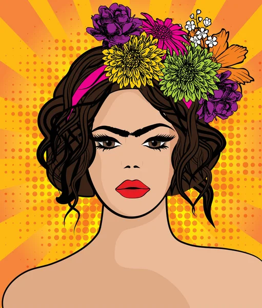 Pop Art Frida Kahlo styl — 스톡 벡터