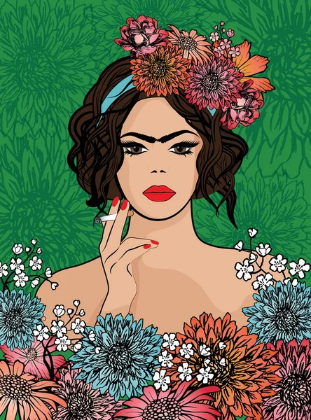 Arte pop Frida Kahlo styl — Archivo Imágenes Vectoriales