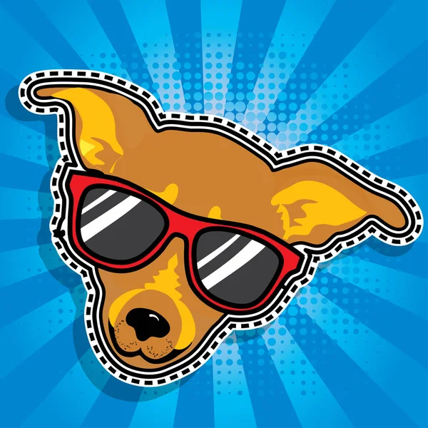 Pop art moda elegante señora perro parche — Vector de stock