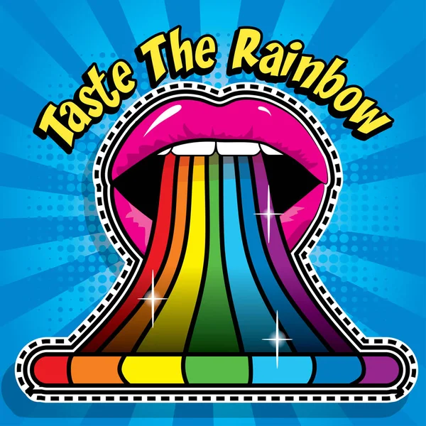 Arte pop moda elegante MOUTH RAINBOW — Vector de stock