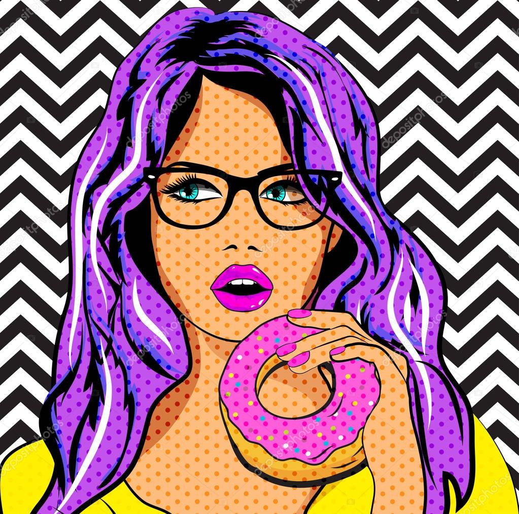 Pop Art Woman with donut