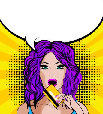 Pop sanat tarzı kadın afiş