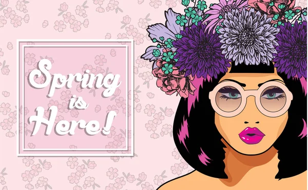 Pop arte estilo mulher banner — Vetor de Stock