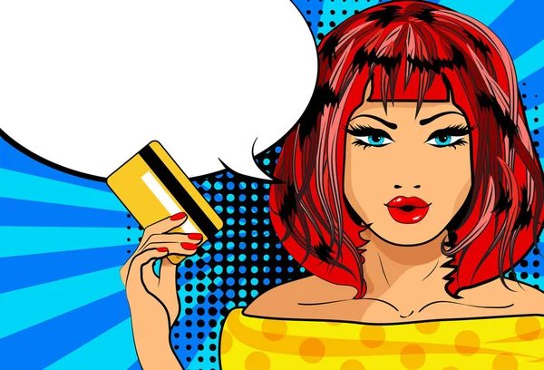 Pop art style woman banner — Stock Vector