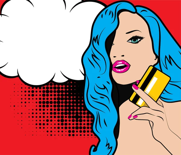 Bannière femme style pop art — Image vectorielle