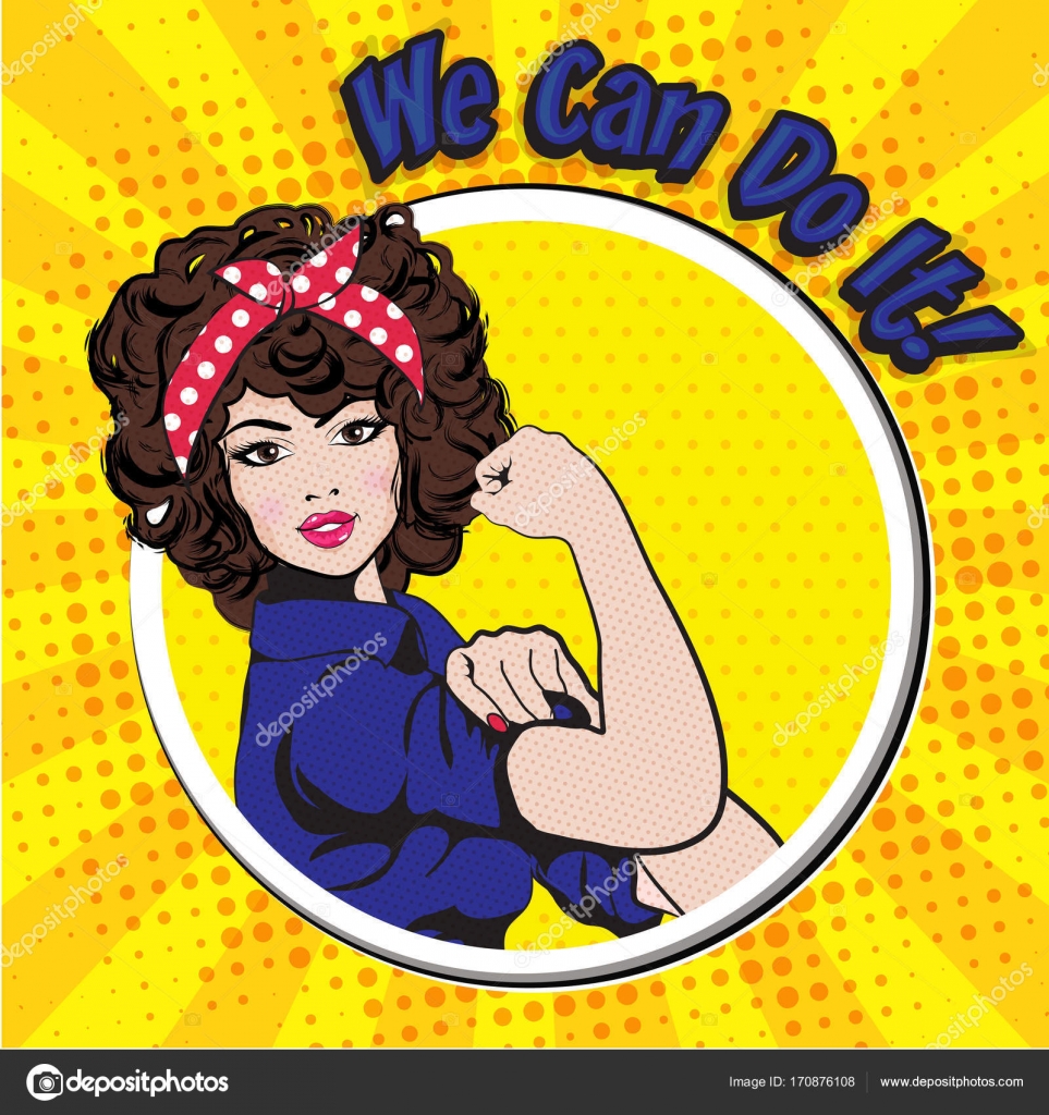 Mujer de dibujos animados con puede hacer actitud . Vector de stock  #170876108 de ©Gal_Amar, image size:963x1024