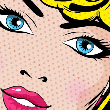 Pop Art kadın yakın çekim. 