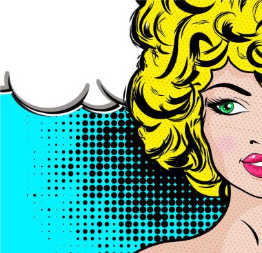 Pop sanat bubble Tabelalı sarışın