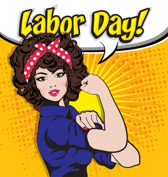 Labor day med stark kvinna — Stock vektor