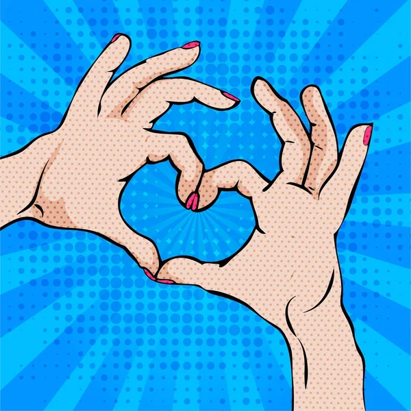 Pop Art kärlek hjärtat! tecken — Stock vektor