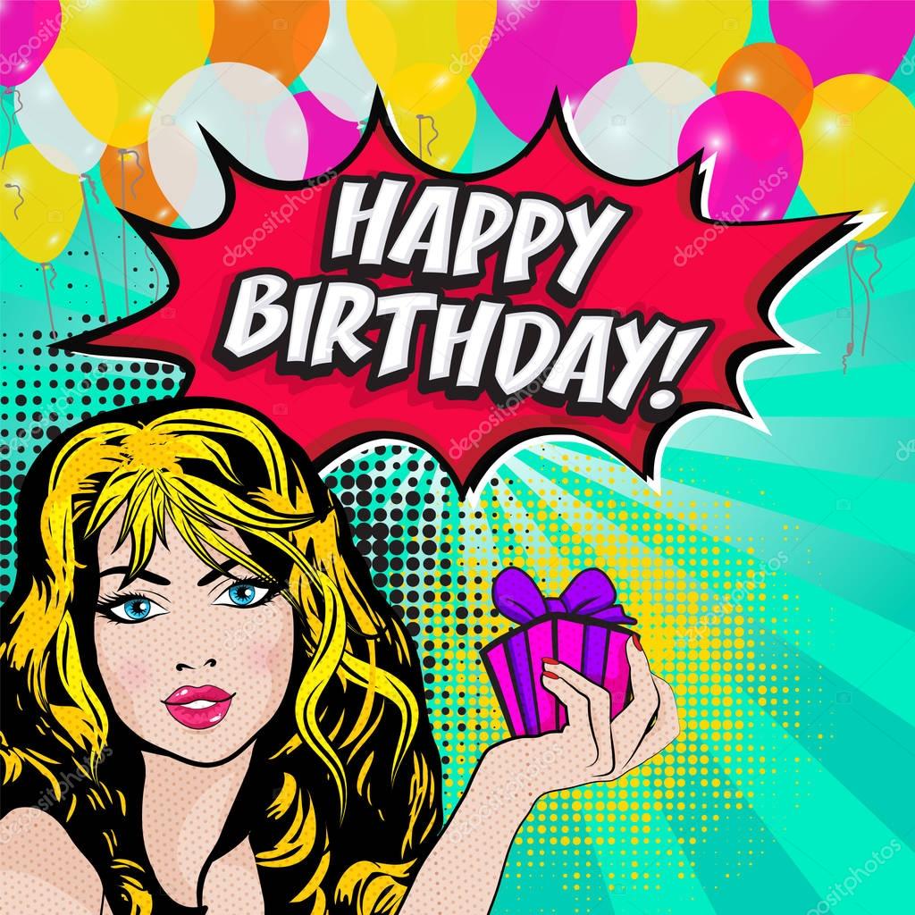 Download Woman with a birthday present box — Stock Vector © Gal ...