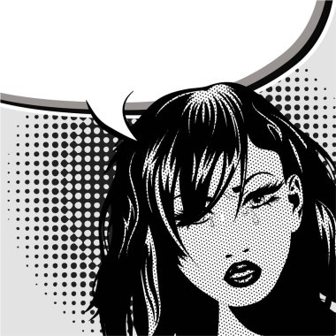 Pop art kadın ile konuşma balonu 