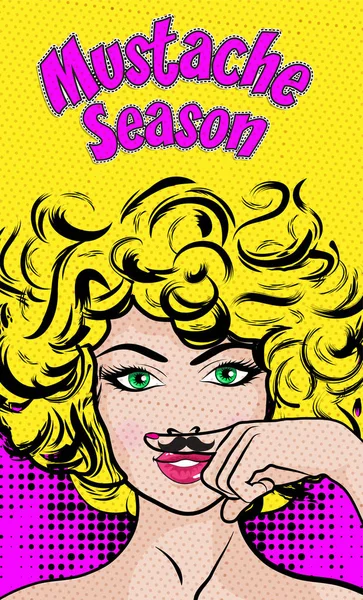 Non Ayez Pas Novembre Moustache Season Illustration Vectorielle Pop Art — Image vectorielle