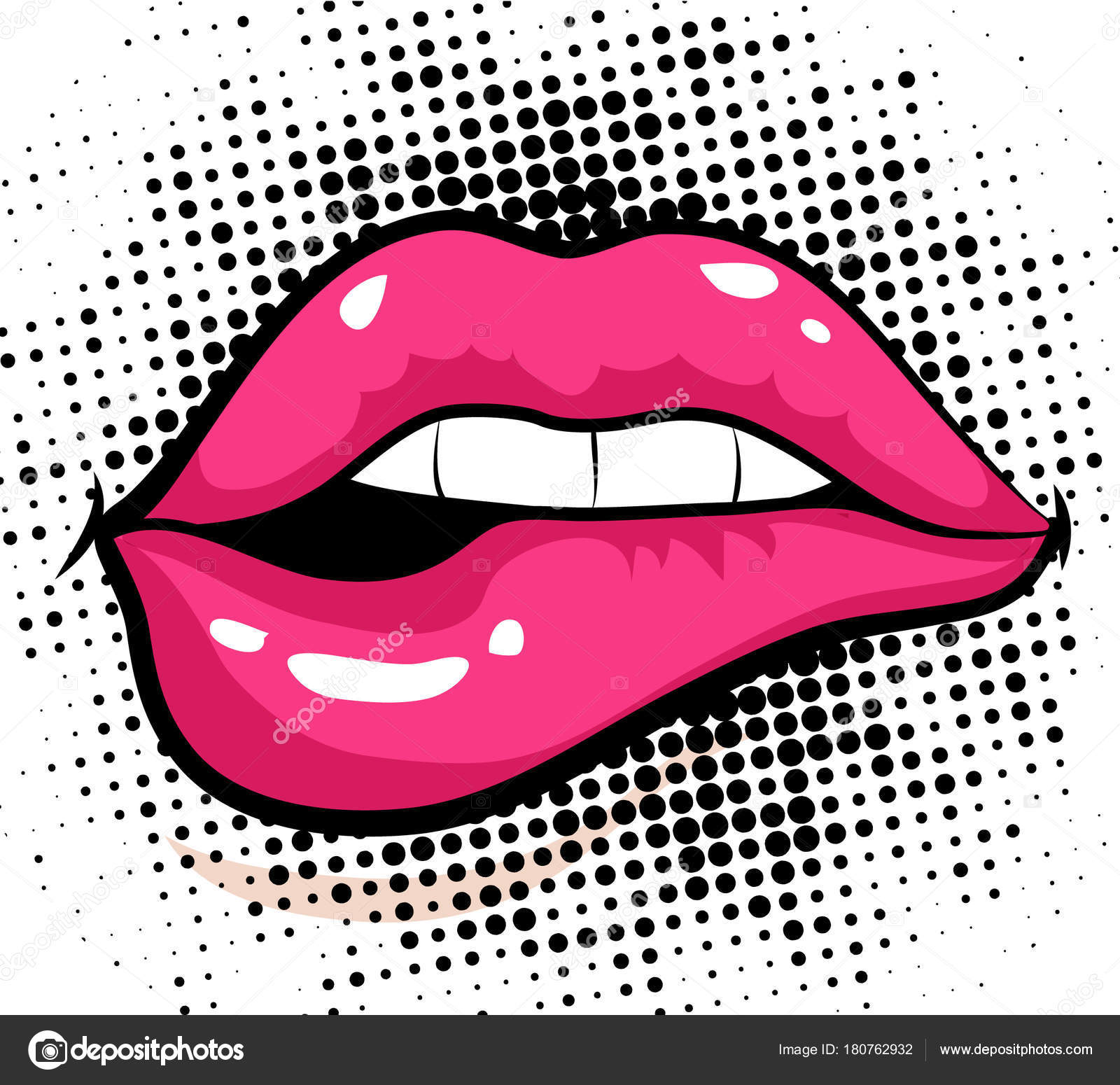 Halloween inzet nep Pop Art Excited Woman Lips Black White Dots Background Vector Stock Vector  Image by ©Gal_Amar #180762932