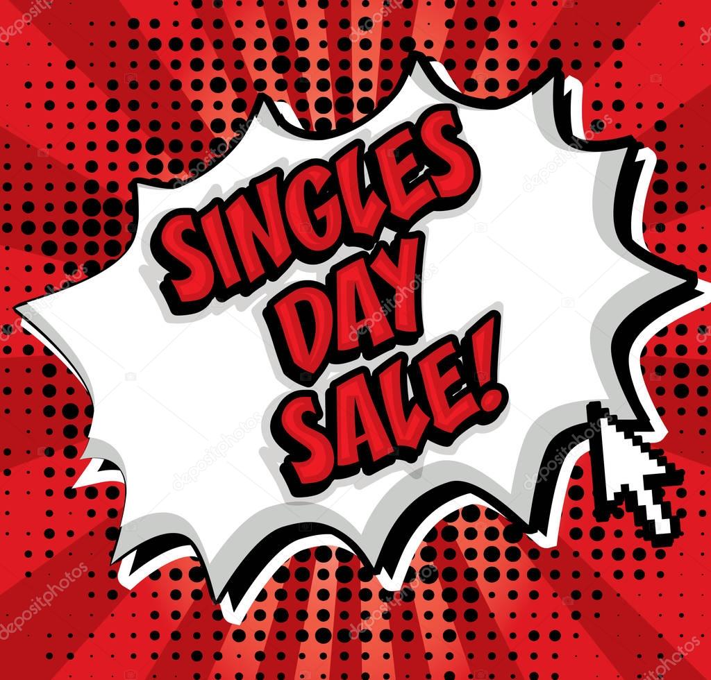Chinese Singles Day Sale. Pop art vector illustration.