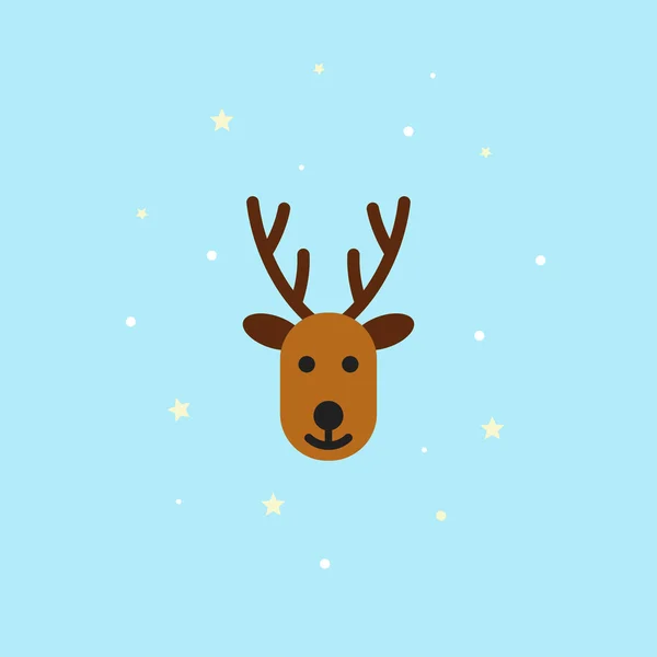 Icono de ciervo de Navidad en estilo plano - ilustración vectorial . — Vector de stock