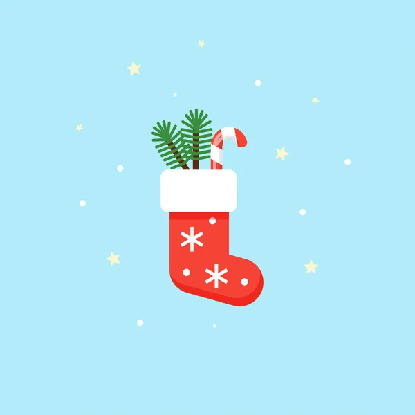 Christmas red sock with gifts inside - vector illustration. — Stockový vektor