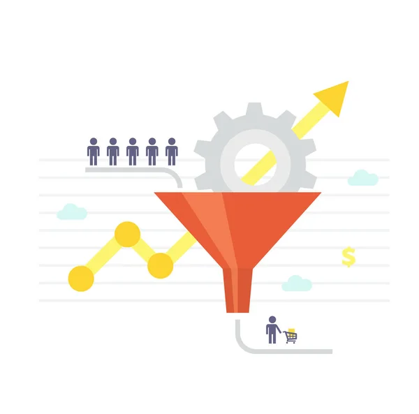 Sales funnel and growth chart. Conversion Optimization - vector illustration. — Stock Vector