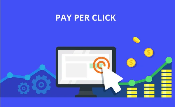 PPC reklám és átalakítási koncepció. Internet marketing lapos vektoros illusztráció. — Stock Vector