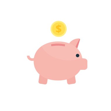 Konsept illüstrasyon kaydetme. Para kutusunda düz Stil simge vektör.