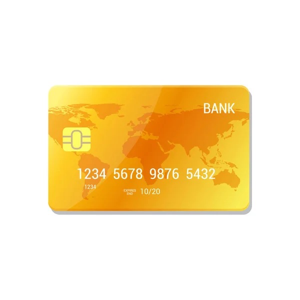 Conceito de pagamento em estilo plano. Golden Credit Card vetor isolado Ícone . — Vetor de Stock