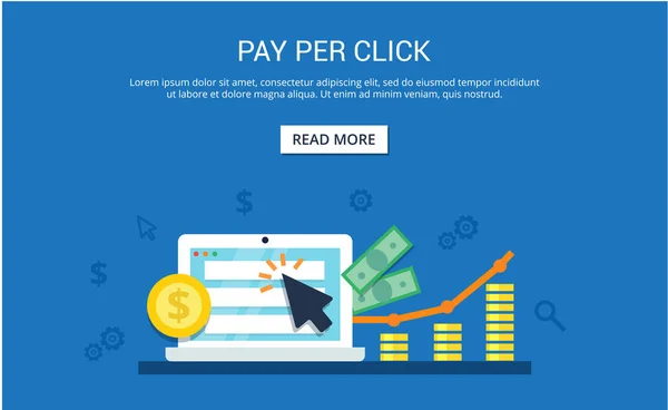 Pay Per Click concepto de marketing en Internet - ilustración vectorial plana. Publicidad y conversión PPC . — Vector de stock