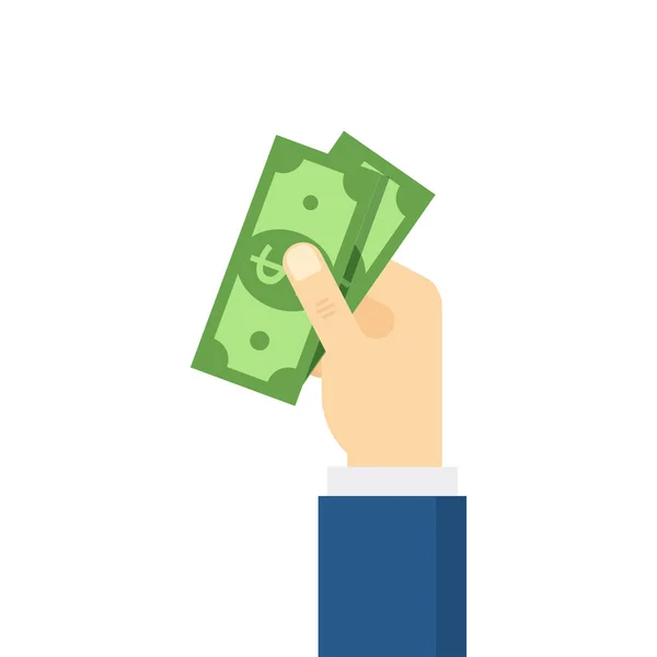 Hand puts cash - vector illustration. — Stock Vector