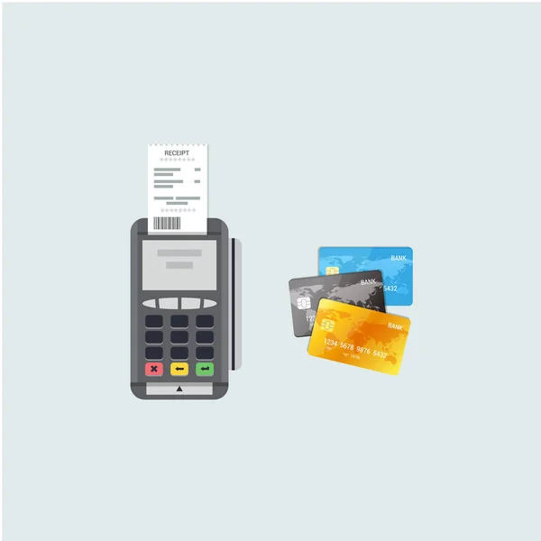 付款和银行概念在平面样式。Pos 终端信用卡矢量图. — 图库矢量图片