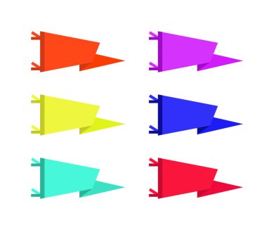 Macera flamalar bayrakları resimde kümesi. Vektör toplama.