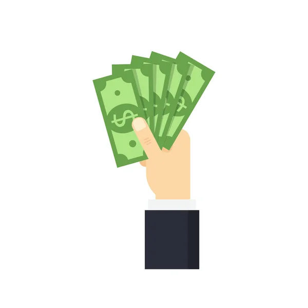 Hand puts cash - vector illustration. — Stock Vector