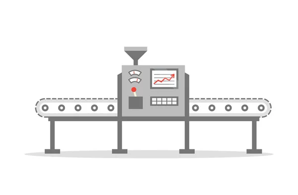 Isoliertes Förderband in flacher Ausführung. Fabrik-Vektor-Illustration. Produktionskonzept. — Stockvektor