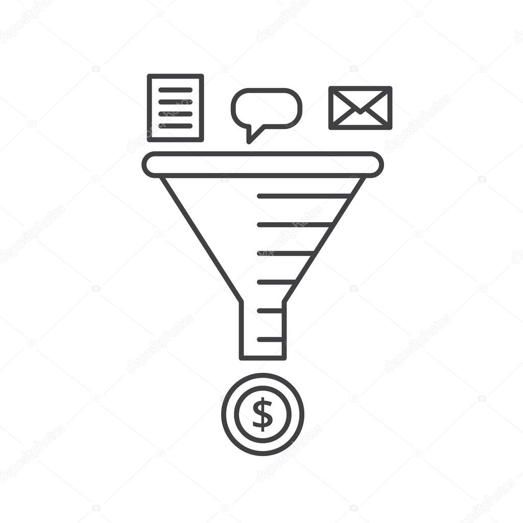 Email strategy concept. Sale Funnel vector line icon.