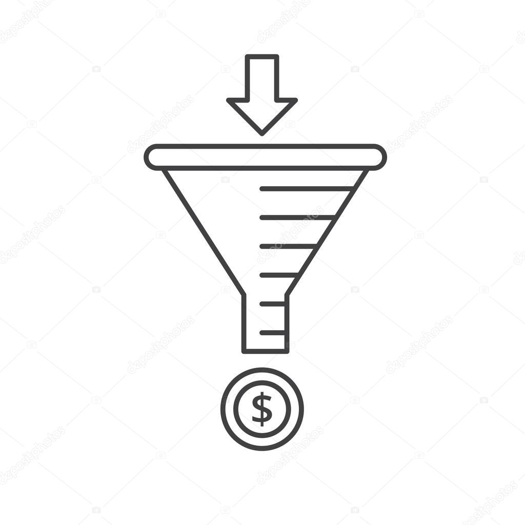 Internet marketing strategy concept. Sale Funnel vector line icon.