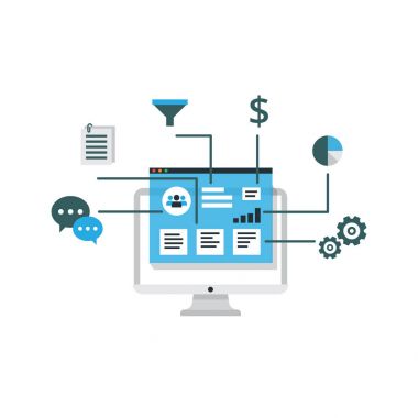 Çalışma sayfasındaki veri Kuruluş istemciler, Crm kavramı ile. Müşteri ilişkileri yönetimi vektör çizim.