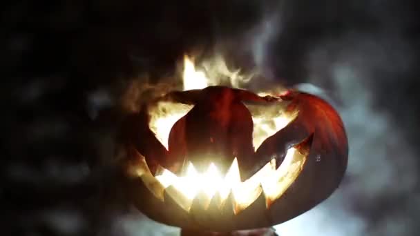 Jack o lantern op Halloween. Lus — Stockvideo