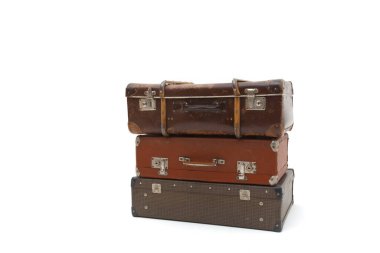 Vintage Suitcase over a white background. Isolated