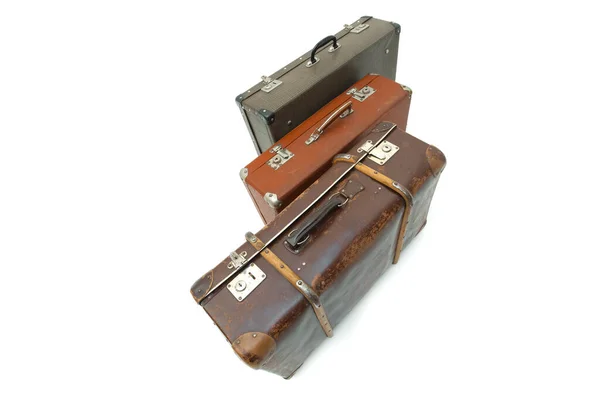 Vintage Suitcase dengan latar belakang putih. Terisolasi — Stok Foto