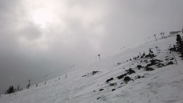 Bergen snow winter ski resort hiss hiss — Stockvideo