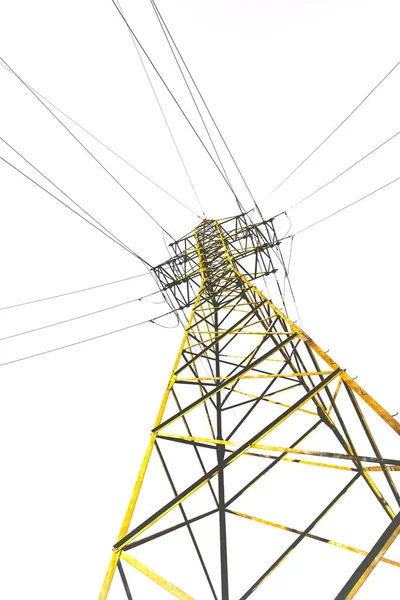 High voltage pole isolated on white background — Stock Photo, Image