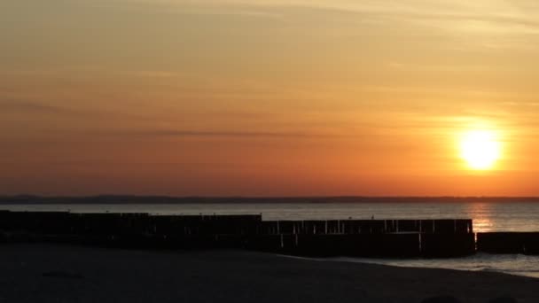 Beau Coucher Soleil Chaud Sur Mer Baltique Automne — Video