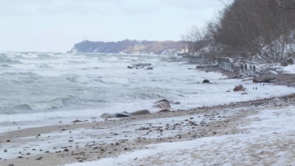 波罗的海在冬天 风和寒冷 — 图库视频影像