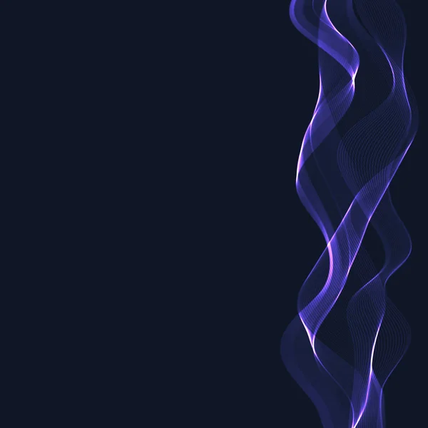 Fita ondulada azul em um fundo azul escuro — Vetor de Stock