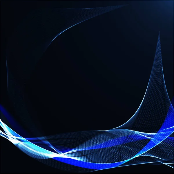 Ruban ondulé bleu sur fond sombre — Image vectorielle