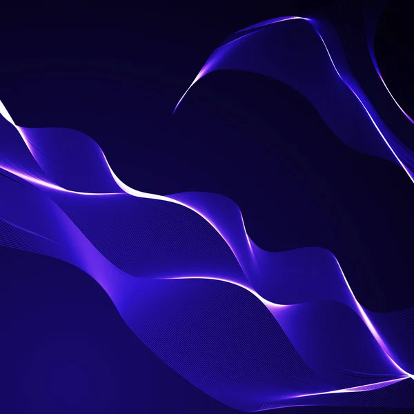 Blauwe golvende lint op een donker blauwe achtergrond — Stockvector
