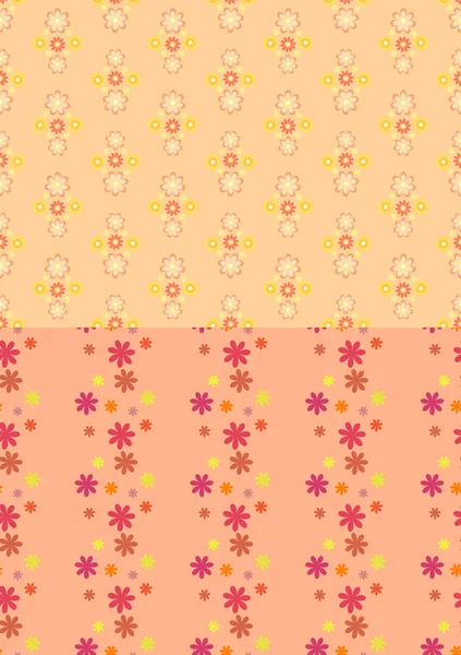 Un conjunto de dos patrones florales sin costura — Vector de stock