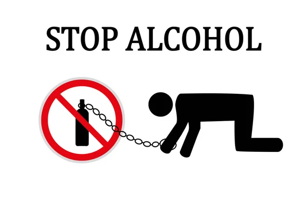 Detener alcohol rojo signo redondo — Vector de stock