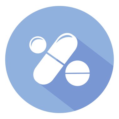 Uyuşturucu ve hap mavi zemin üzerine